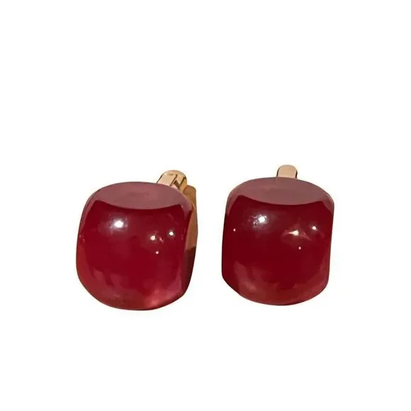 Vtg Cranberry Moonglow Plum Gold statement Jewelry Designer Cuff Links & Tie Pin